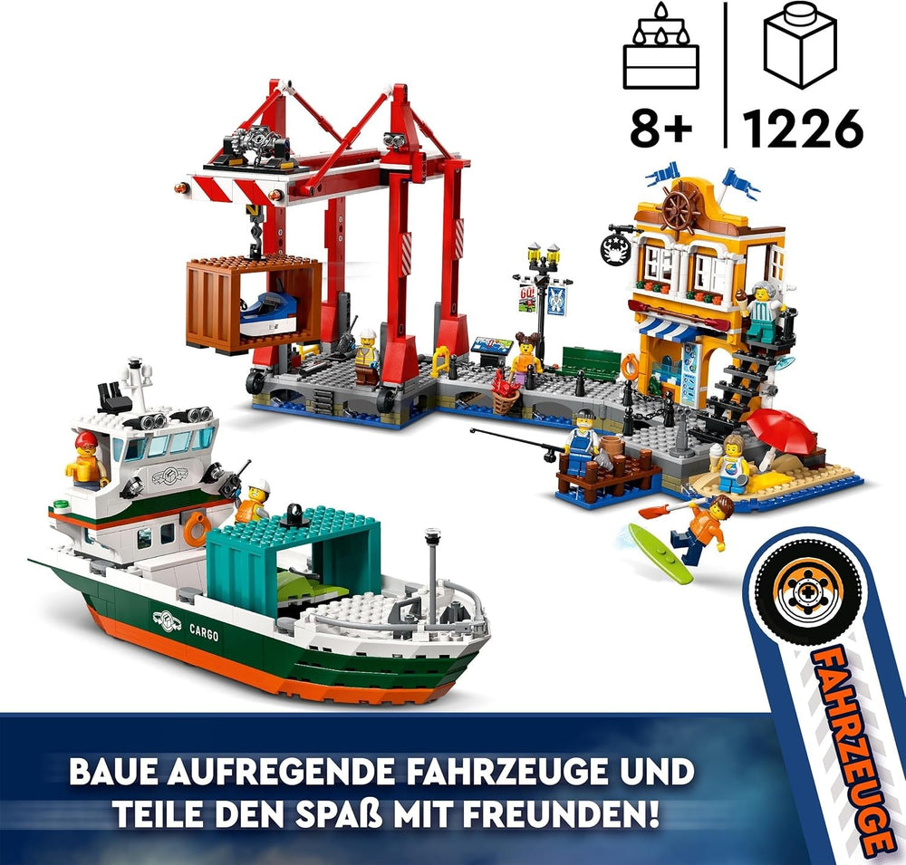 Port LEGO City avec cargo, jouet de construction pour garçons et filles à partir de 8 ans, idée cadeau pour enfants, grue à conteneurs, bateau jouet et 8 figurines 60422 Jeux de construction Besuche den LEGO-Store