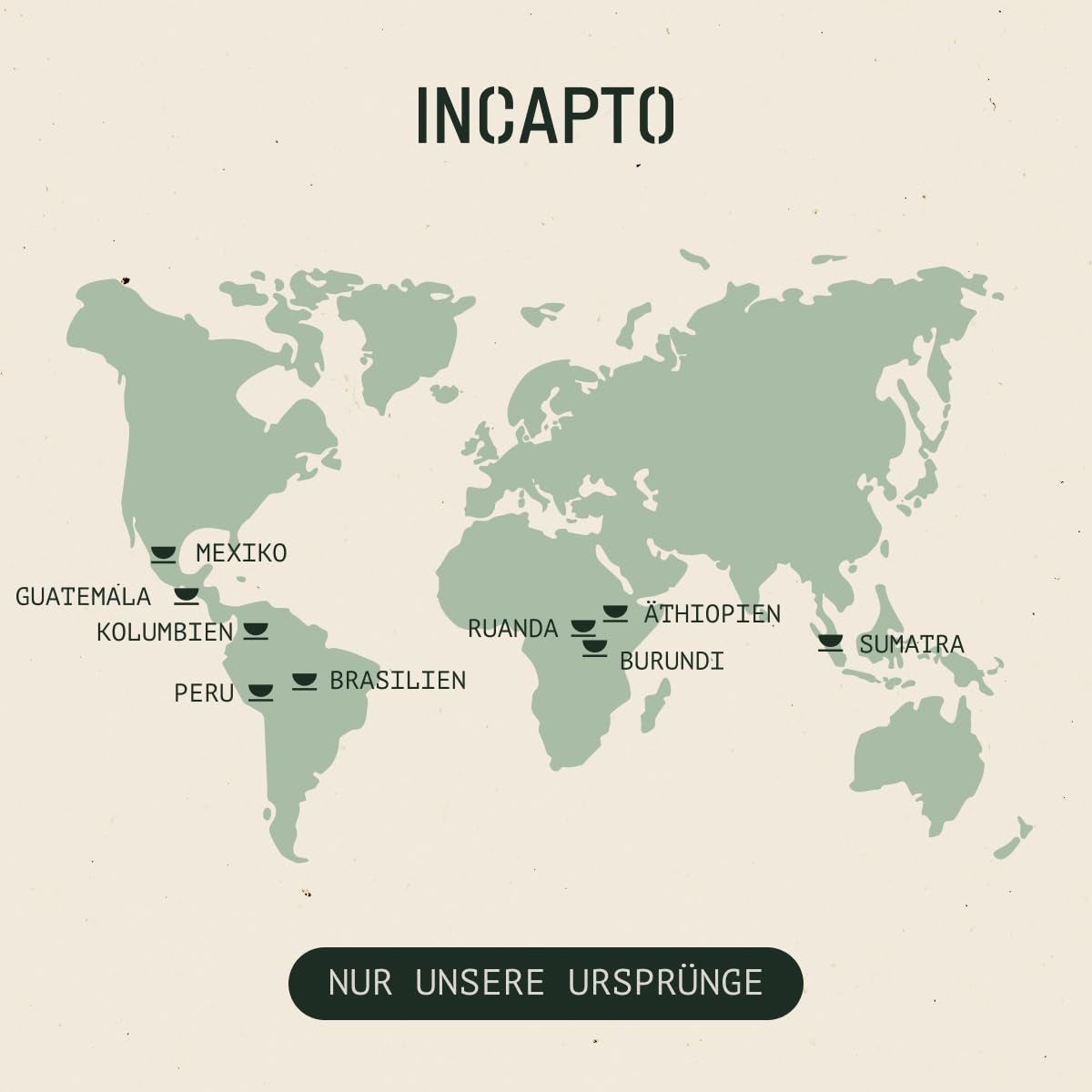 Sélection de grains de café Incapto dans le monde entier | Sélection de 10 origines du monde | Café de spécialité | 100% Arabica | Idéal comme coffret cadeau café | Pour les amateurs de café | 10 paquets x 100g