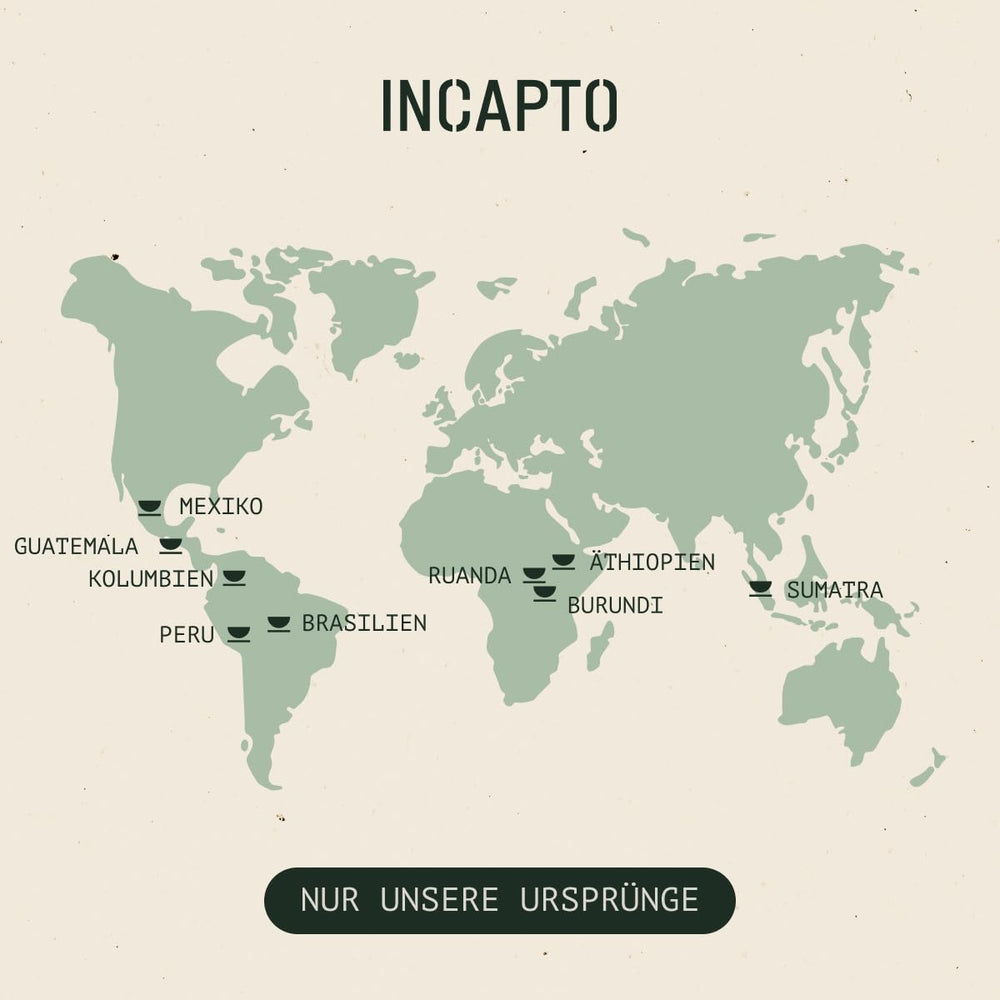 Sélection de grains de café Incapto dans le monde entier | Sélection de 10 origines du monde | Café de spécialité | 100% Arabica | Idéal comme coffret cadeau café | Pour les amateurs de café | 10 paquets x 100g
