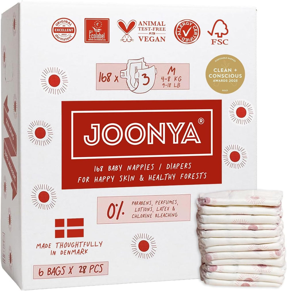 Couches bébé taille 3M (4-8 kg) - 1 sachet de 28 - Sans substances nocives, écologiques, très absorbantes, adaptées à un usage nocturne, ultra fines et douces - Fabriquées au Danemark