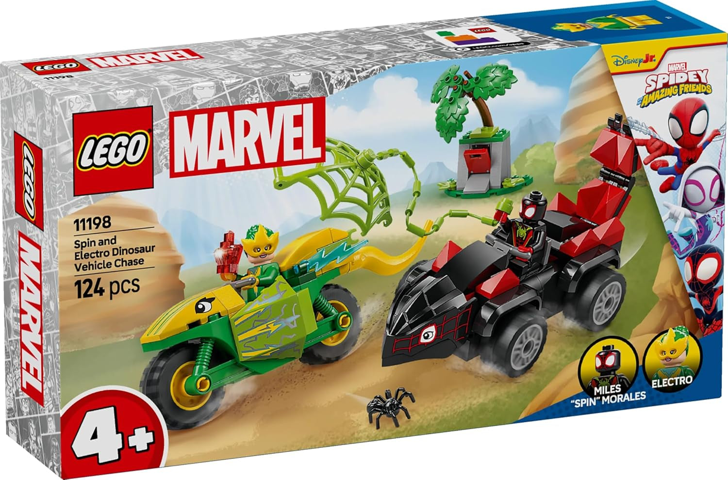 LEGO Marvel Action Fun avec Spin et Electro dans leurs Dino Speedsters, voiture de super-héros à construire pour garçons et filles à partir de 4 ans, ensemble de héros avec petite voiture, Spidey et ses super amis 11198 Jeux de construction Beuche den LEGO-Store