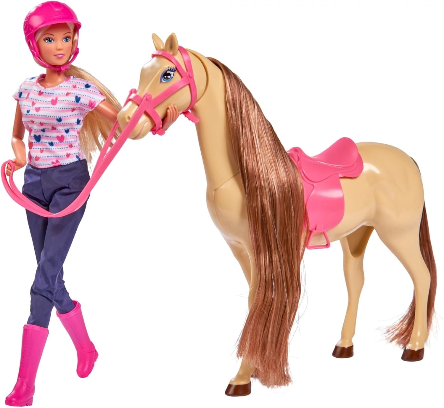 Simba 105730939 - Steffi Love Tenue d'équitation 2 chevaux Poupée mannequin entièrement articulée 29 cm pour enfants à partir de 3 ans