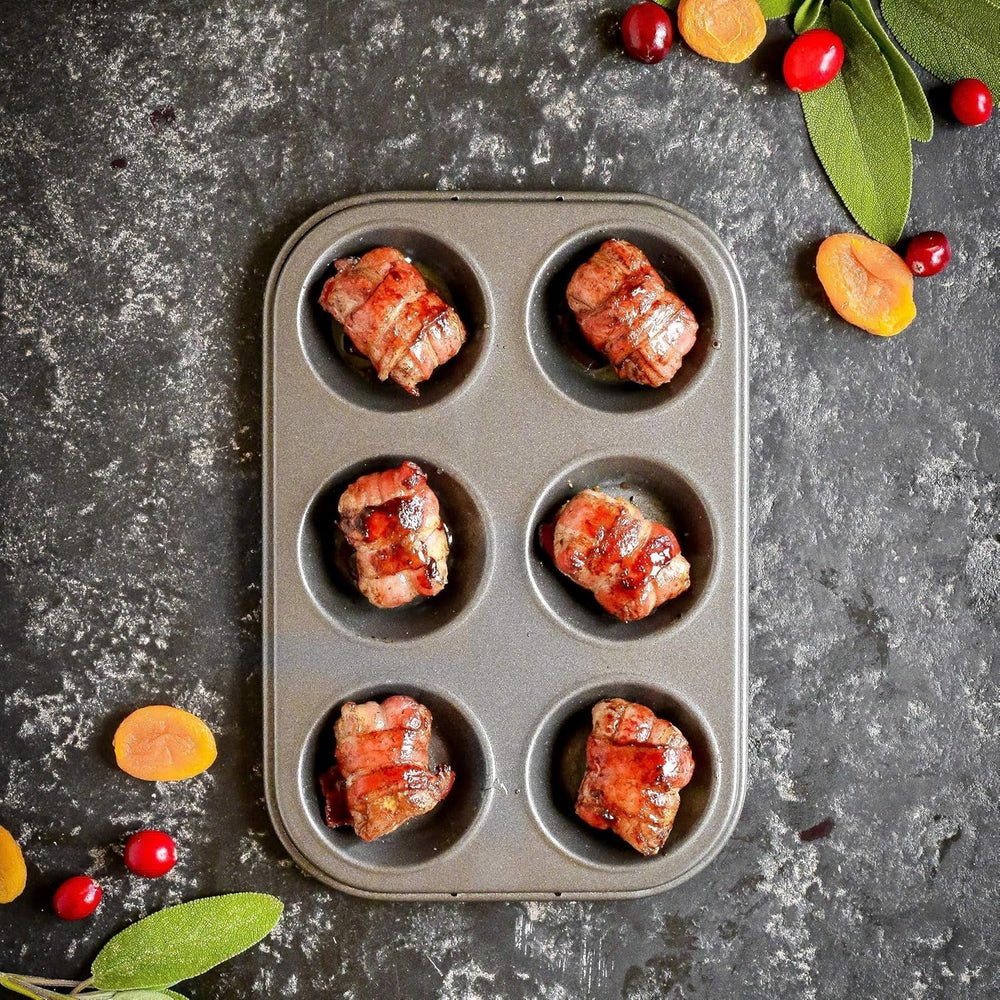 Masterclass 6-Loch-Muffinblech Mit PTFE-, PFOA- Und Bpa-Freiem Antihaftbeschichtung, Robustes 1Mm Dickes Karbonstahlblech, 27 X 18Cm Cupcake-Form Moules et plateaux pour la cuisson Naty Shop