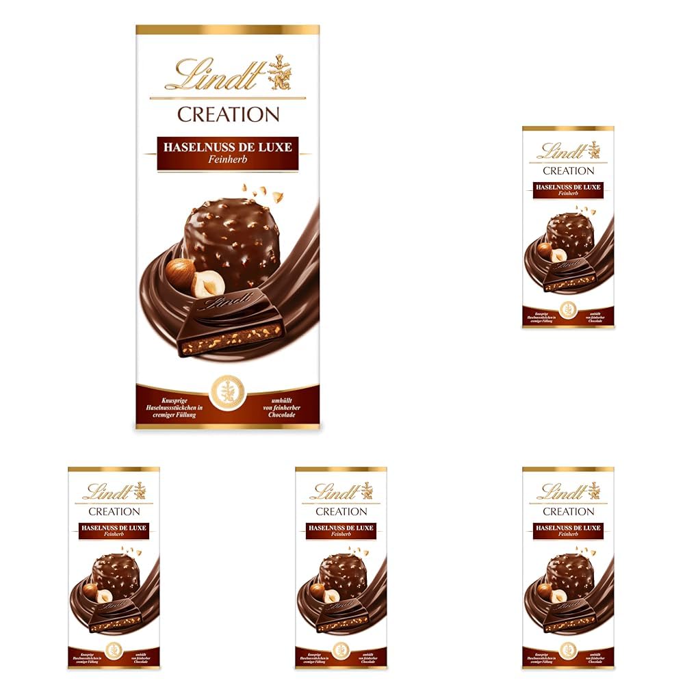 Lindt Creation Hazelnut De Luxe Bar - Chocolat noir aux noisettes croquantes dans une garniture crémeuse
