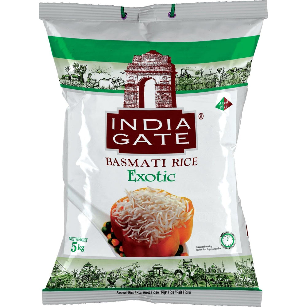 INDIA GATE Premium Basmati Rice – Riz fin à grains longs, aromatique, d'Inde, à grains longs fins (1 x 5 kg)