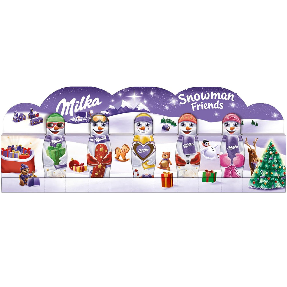 Milka Snowman Friends Alpine Milk - Mini bonhommes de neige en chocolat fin au lait alpin - 5 x 15g