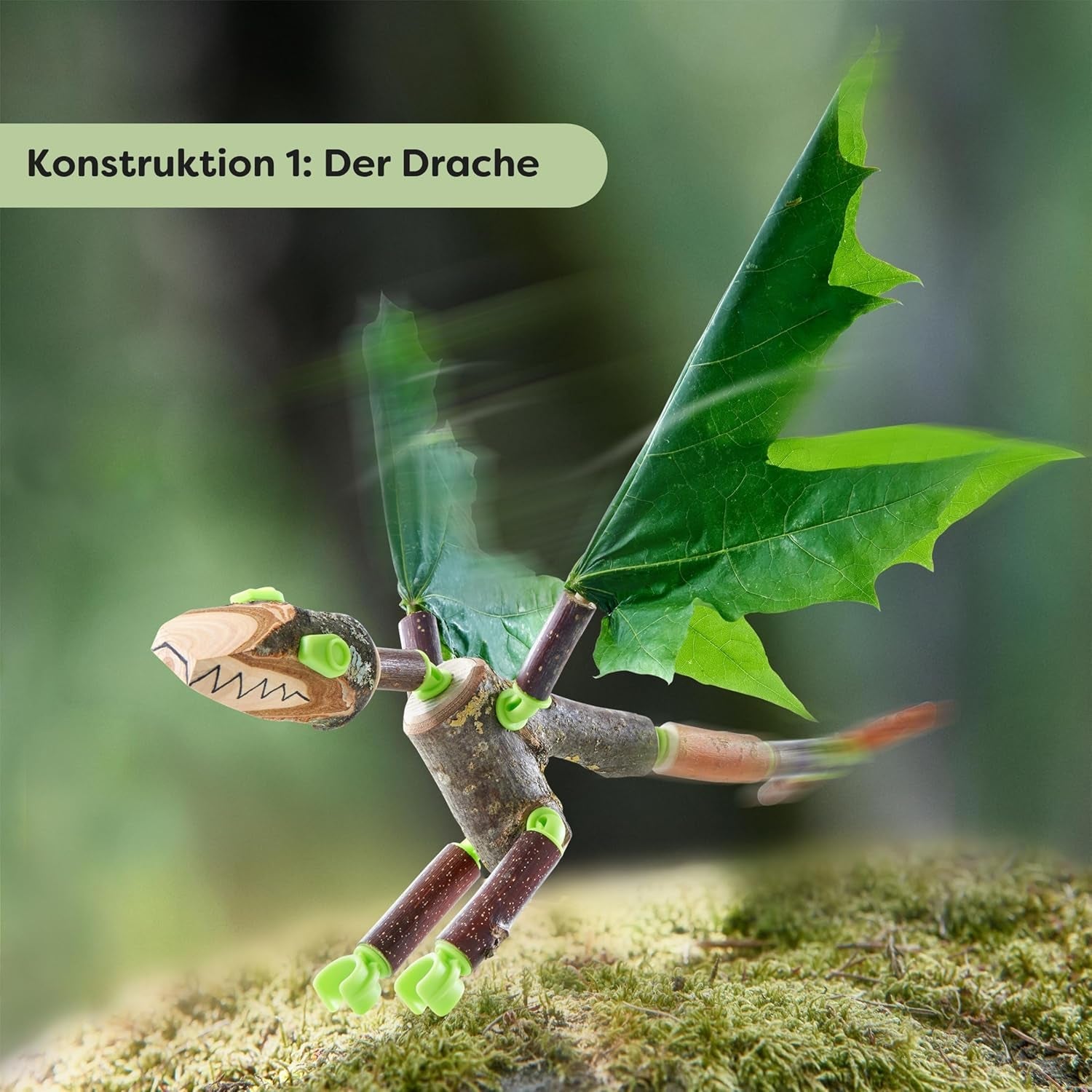 HABA Terra Kids Connectors – Starter-Konstruktionsset für Kinder - Holz-Bastelset mit Kunststoff-Verbinder und Handbohrer – Natur-Baukasten für kreatives Bauen von Figuren