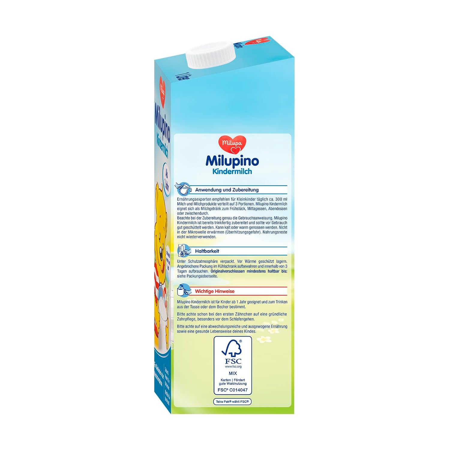 Lait infantile Milupino prêt à boire (6X1L), dès 1 an, pour les petits enfants en phase de croissance Naty Shop