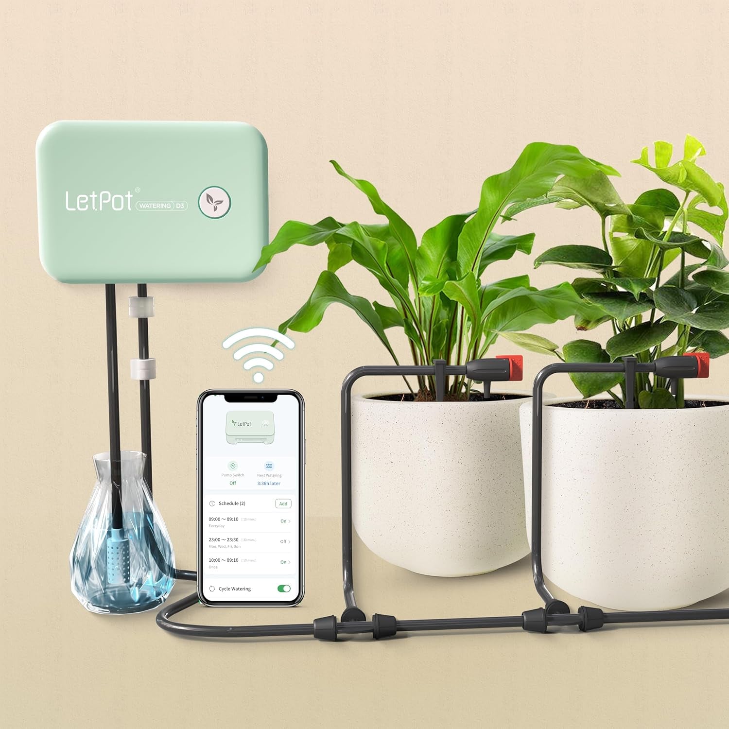 Système d'arrosage automatique d'intérieur WiFi, système d'arrosage télécommandé par application pour 10 plantes en pot, kit d'irrigation goutte à goutte automatique, arrosage des plantes d'intérieur (gris) (gris, Gen-3)