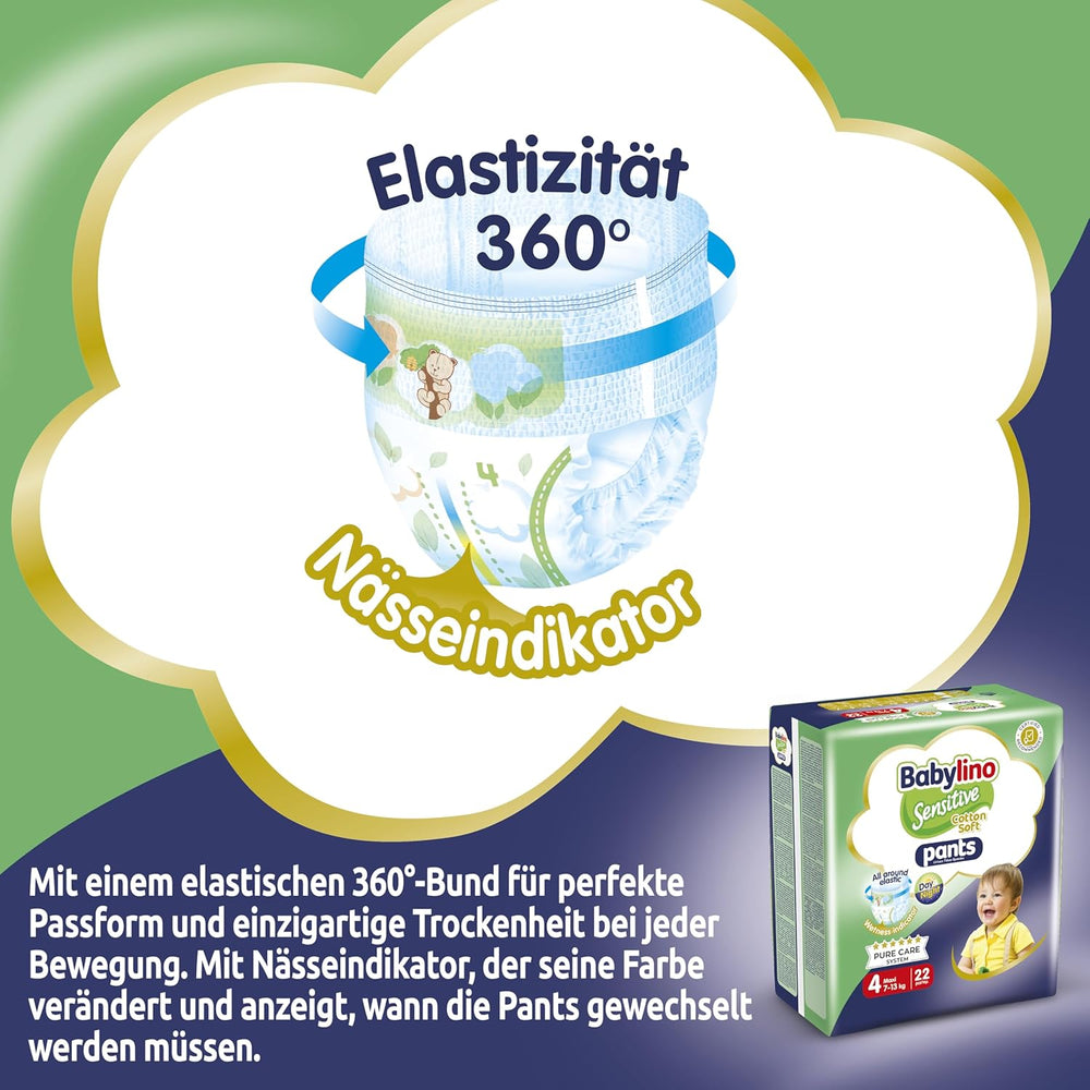 Couches Sensitive Cotton Soft, taille 4, Pantalon Maxi (7-13 kg), 22 pièces