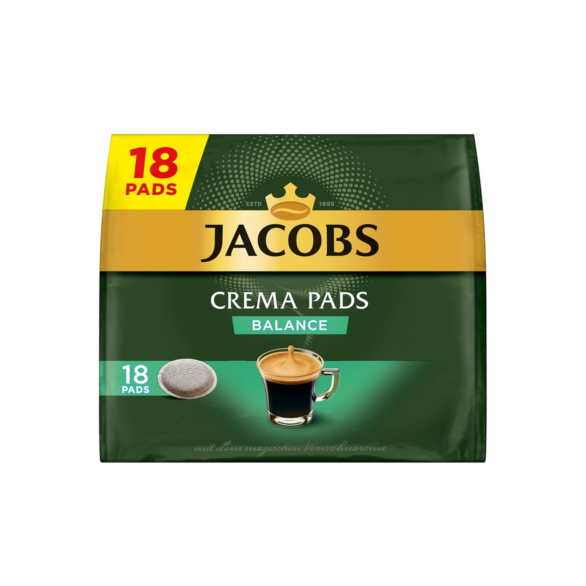 Jacobs Crema Balance Pads, Coussinets compatibles Senseo, 5 x 18 Getränke, 90 Kaffeepads