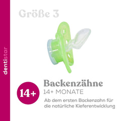 Lot de 3 sucettes dentaires de nuit en silicone - Taille 3 à partir de 14 mois - Sucettes qui brillent dans le noir de qualité dentaire - Sans BPA - Fabriquées en Allemagne - Lune, Jaune