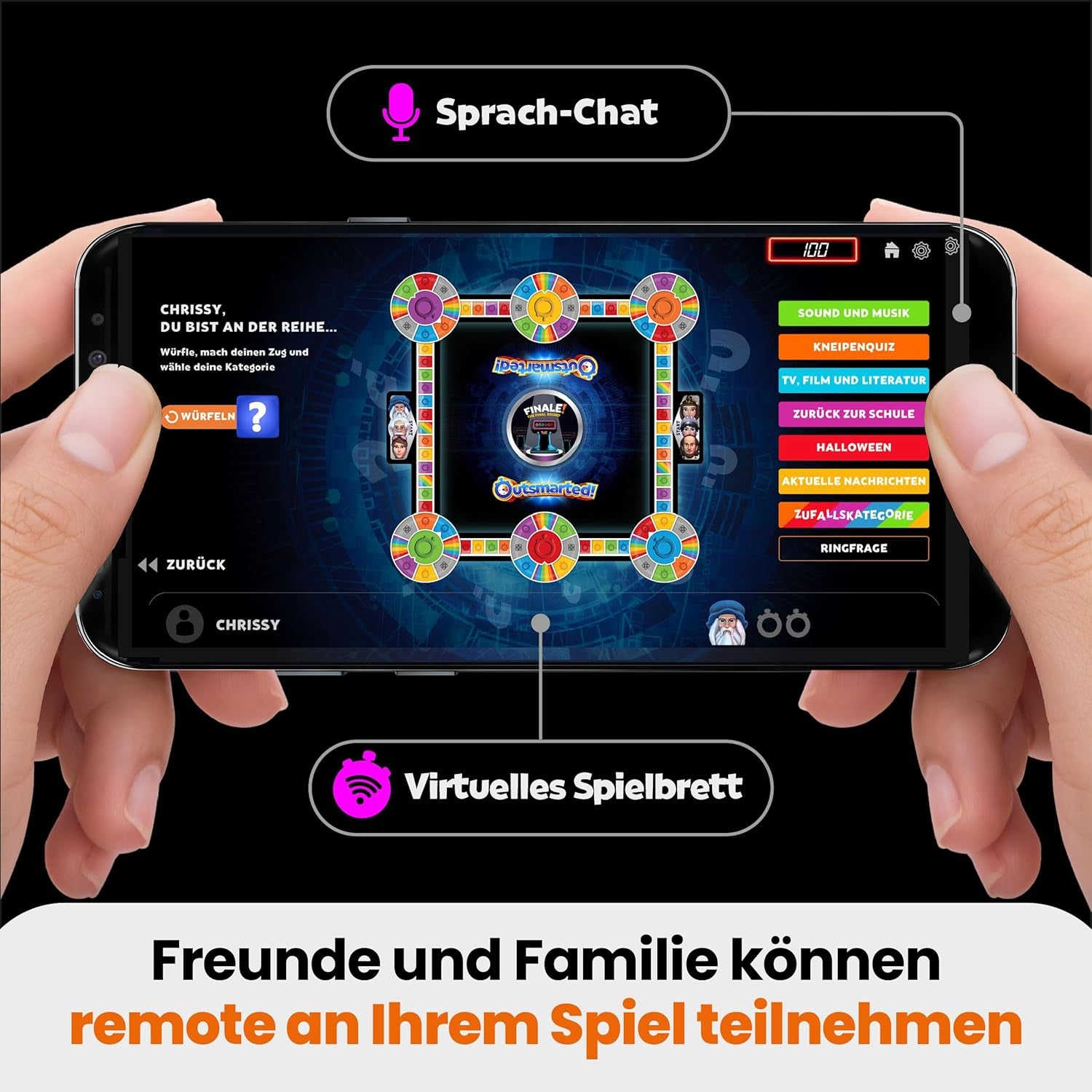 Outsmarted – Jeu de société quiz numérique | Enfants, adolescents et adultes | Soirée de jeu de nouvelle génération pour la famille et les amis | 2 à 24 joueurs | 8 ans et plus | Plus de 10 000 questions