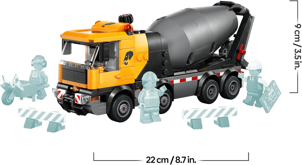 LEGO City Betonmischer - Lehrreiches Baufahrzeug Spielzeug mit 3 Minifiguren, drehbarer Trommel & Ausgießfunktion - Geburtstagsgeschenk für Jungen ab 7 Jahren - 60478