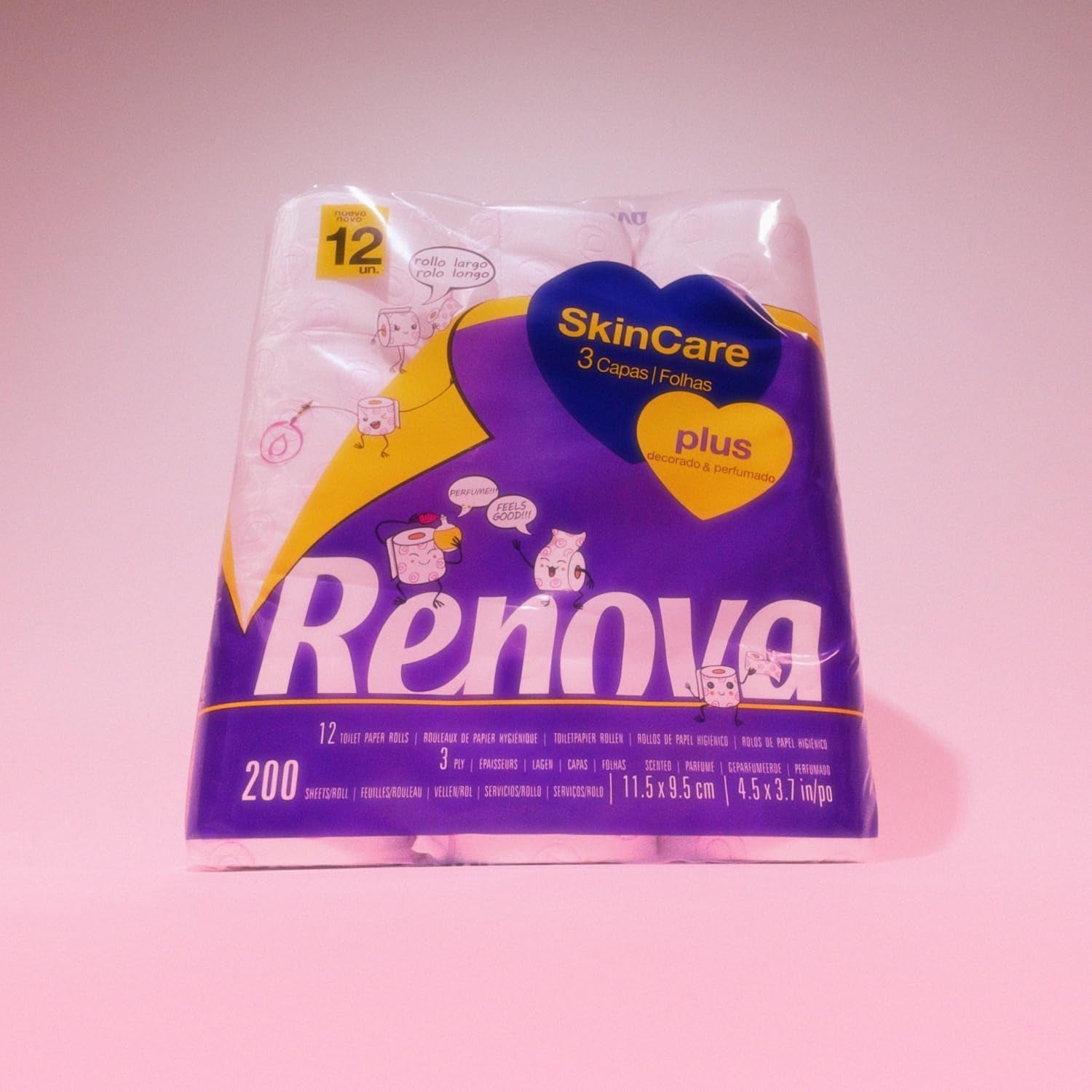 Renova - Papier toilette Skin Care Plus, Décoré, Parfumé - 12 rouleaux (Papier toilette)