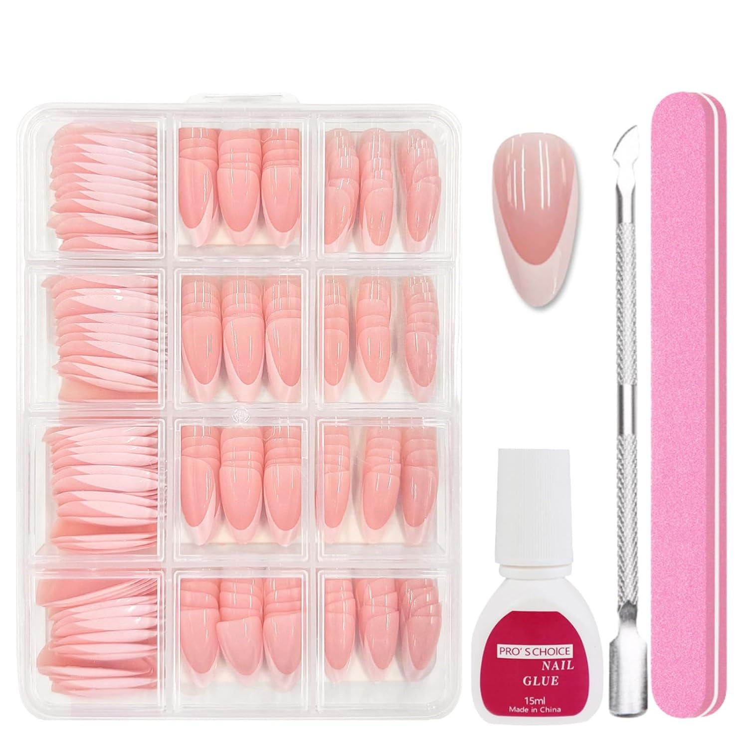 240 Stück Falsche Nägel Tips Set - Französisch Falsche Nägel Zum Aufkleben - Künstliche Nägel Medium Quadrat Ballerina Nail Art Manucure Faux Ongles Für Damen Und Frauen (French Medium Ballerina)