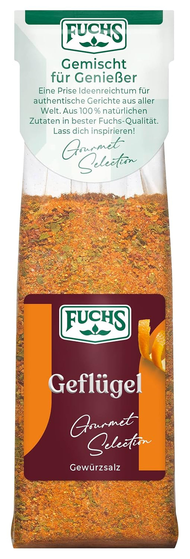Fuchs Gourmet Selection Klassisch/Heimisch – Bratkartoffel Gewürzsalz, nachfüllbares Kartoffel Gewürz, Salz zum Würzen von Brat- & Ofenkartoffeln, Pommes Frites & Co, végétalien, 70 g