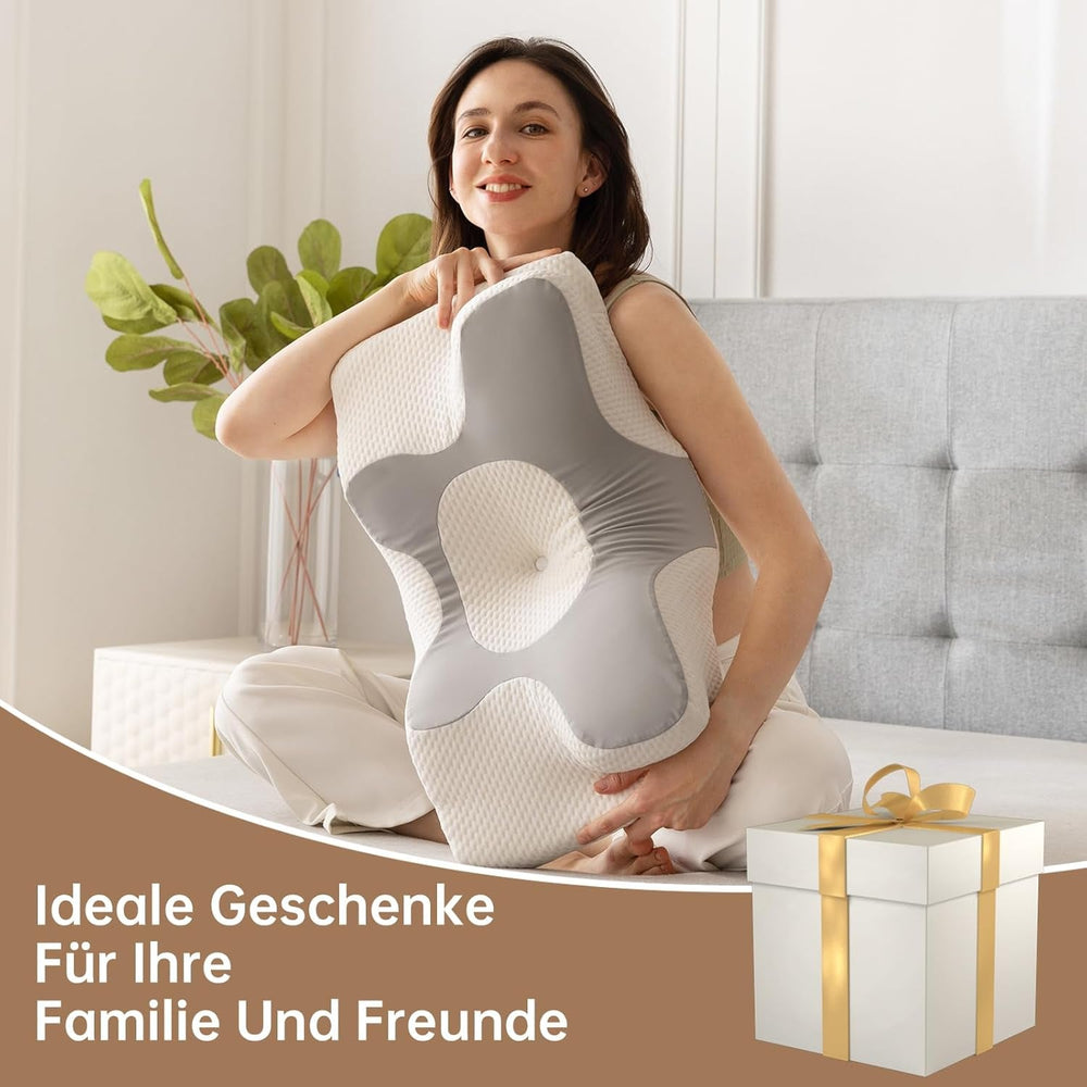 Homyrium Oreiller Cervical Ergonomique Oreiller Orthopédique Oreiller de Soutien du Cou en Mousse à Mémoire Oreiller Anti-Ronflement Oreiller pour Dormeur Latéral Oreiller pour Le Dos et Le Ventre Gris Oreillers Orthopédiques Cervicaux Naty Shop