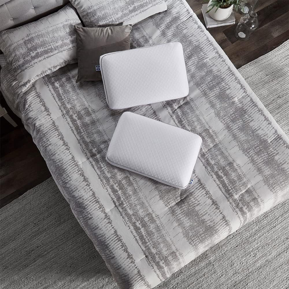 Oreiller en mousse à mémoire de forme Sealy Essentials Standard Blanc 2 pièces Naty Shop Oreillers standard