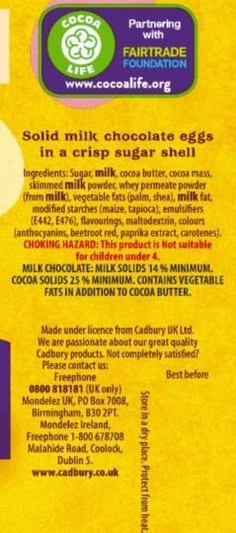 Sachet solide de petits œufs en chocolat (80g) dans un plateau de sucre croquant (Easter Forms)