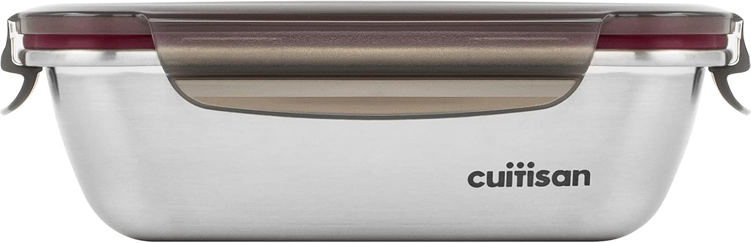 CANDL Cuitisan (Flora) Pot de conservation des aliments en acier inoxydable avec couvercle à clip, rectangulaire, convient pour micro-ondes + four, pot de conservation, EC7-SS10 2800 ml Naty Shop Boîtes de conservation des aliments 18,4 cm x 13,0 cm x 6,0 cm / 580 ml