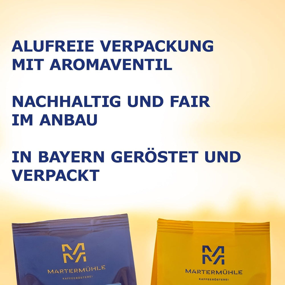 Martermühle Santos Kaffeebohnen 1kg mild I Arabica I Aromen: Mandel, Süssliche Milde I Ganze Kaffee-Bohnen schonend geröstet, säurearm