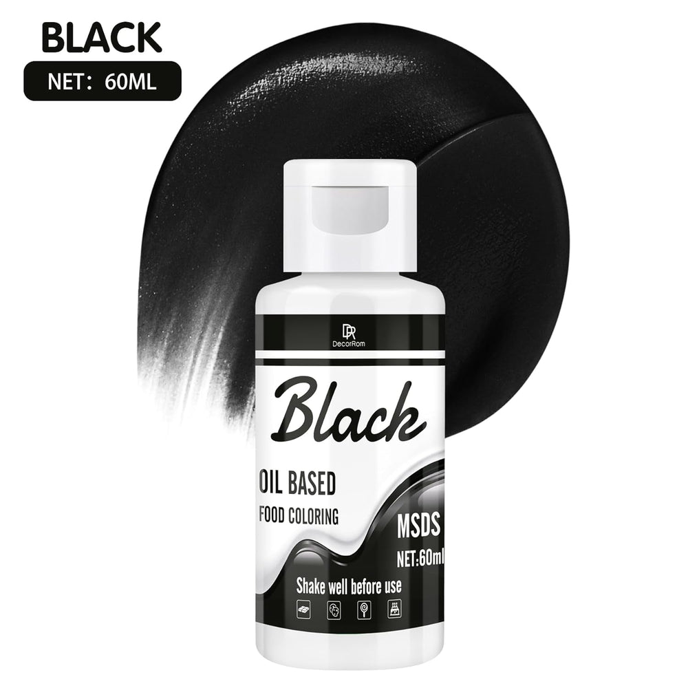 Farines à mélanger pour chocolat - 60Ml Couleurs à base d'huile pour fondant, décoration de gâteaux, dos - Colorant alimentaire doux pour beurre de cacao, crème au beurre, cuisine (noir) Naty Shop