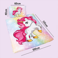 Linge de lit fille, Licorne, 100 x 135 cm et 40 x 60 cm, en coton Linge de lit - enfant Naty Shop