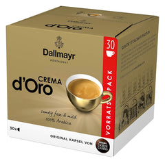 Dallmayr Crema d'Oro, XXL-Vorratsbox (3 x 30 Kapseln) & Dallmayr Crema d'Oro Caffè Latte (48 Kaffeekapseln, 48 Getränke, cremig & ausgefungen) 3er Pack (3 x 16 Kapseln)