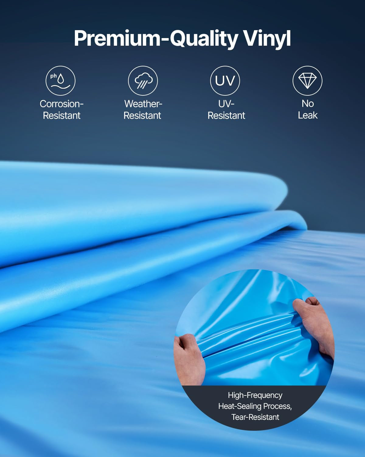 VEVOR Runde Poolfolie, φ350x120 cm, Innenfolie, Ersatzfolie, Innenhülle, Schwimmbadfolie Unibead-Stil Standard-Vinylfolie, verschleißfest, für Aufstellpools mit 120 cm Wandhöhe, einfarbig