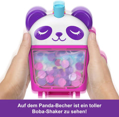 Polly Pocket păpuși și set de joacă, Bubble Tea Panda Box, jucărie pentru animale cu 2 păpuși mici, Panda și accesorii pentru mâncare, HWN95 Papusi Naty Shop