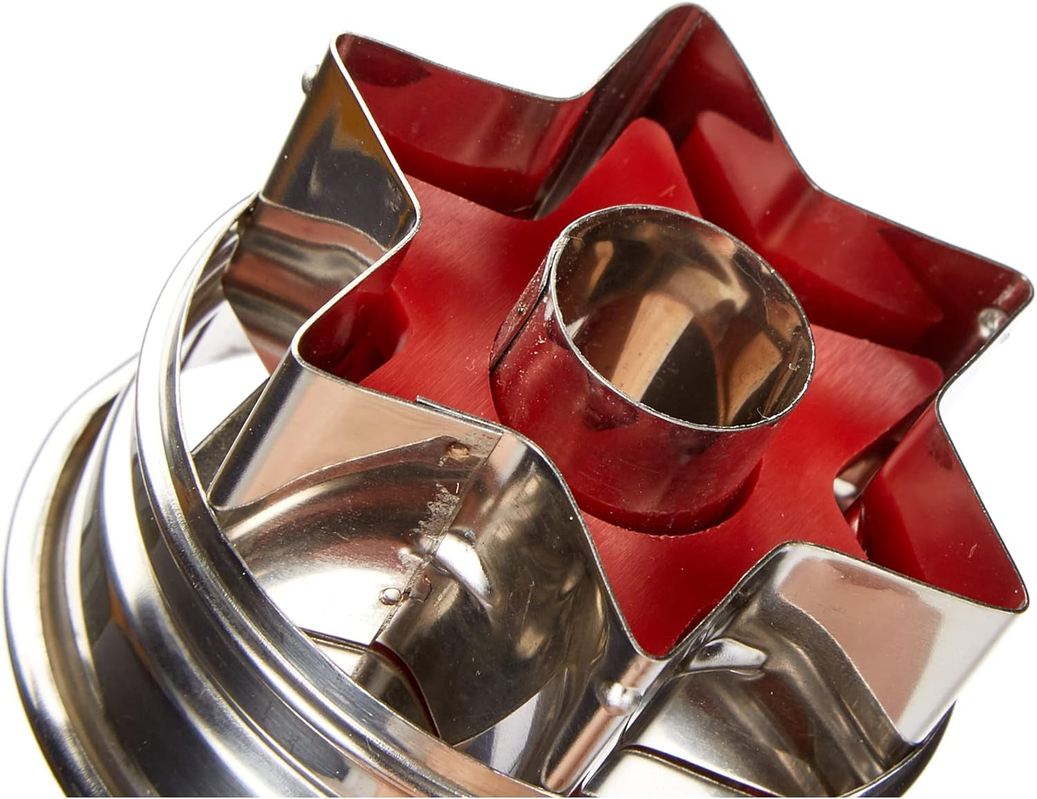 Städter 966322 Moule à biscuits avec éjecteur, Étoile extérieure, Acier inoxydable, Argent/Rouge, 4,8 x 4,8 x 4,8 cm