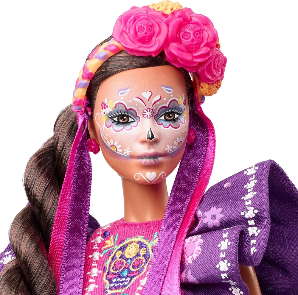 Poupée Barbie Día De Muertos 2022 avec robe traditionnelle à volants, couronne de fleurs et peinture pour le visage Calavera, cadeau pour les collectionneurs