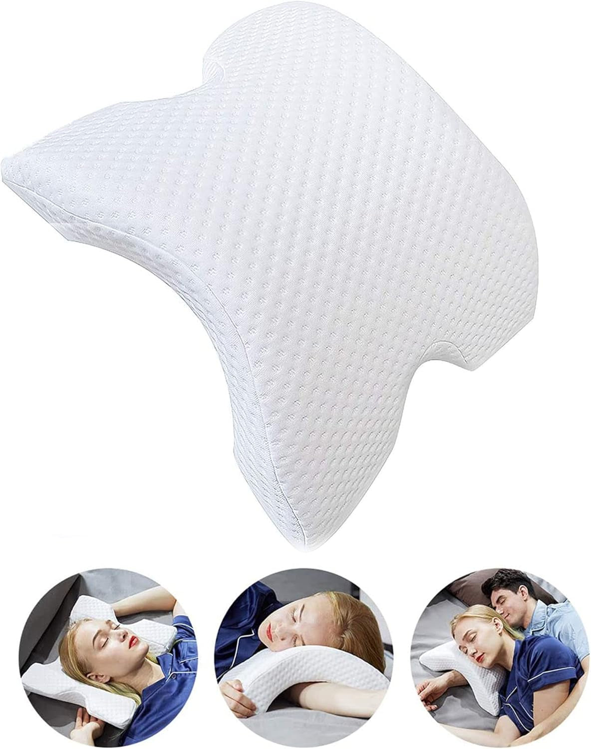 MINGZE Oreiller multifonctionnel en mousse à mémoire de forme, oreiller cervical en forme de U, oreiller de sommeil à rebond lent, oreiller à pression de rebond, oreiller en soie glacée pour la protection des mains et du cou, oreillers orthopédiques cervicaux Naty Shop Blanc