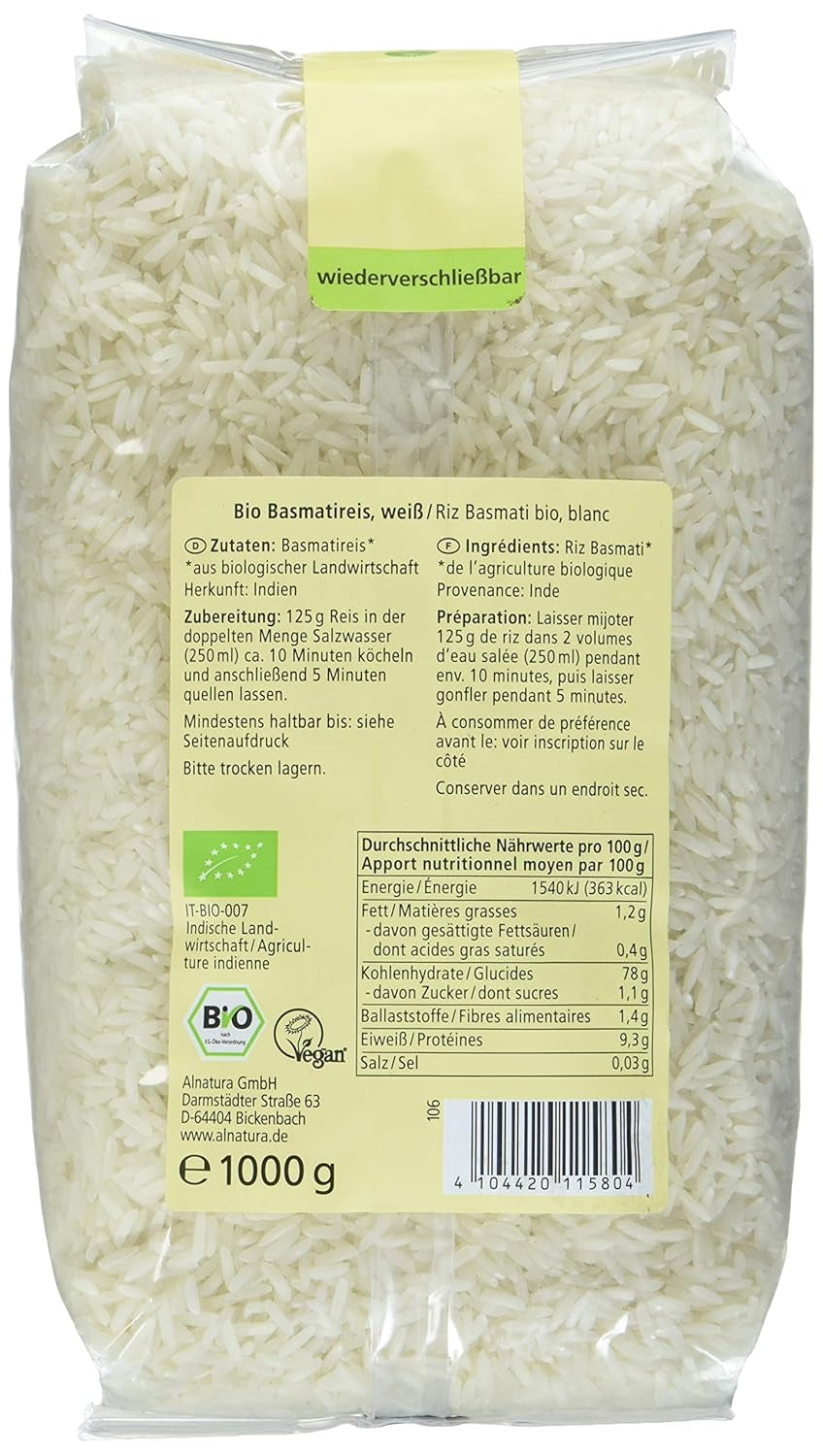 Riz Basmati blanc de l'Himalaya biologique, 1 kg