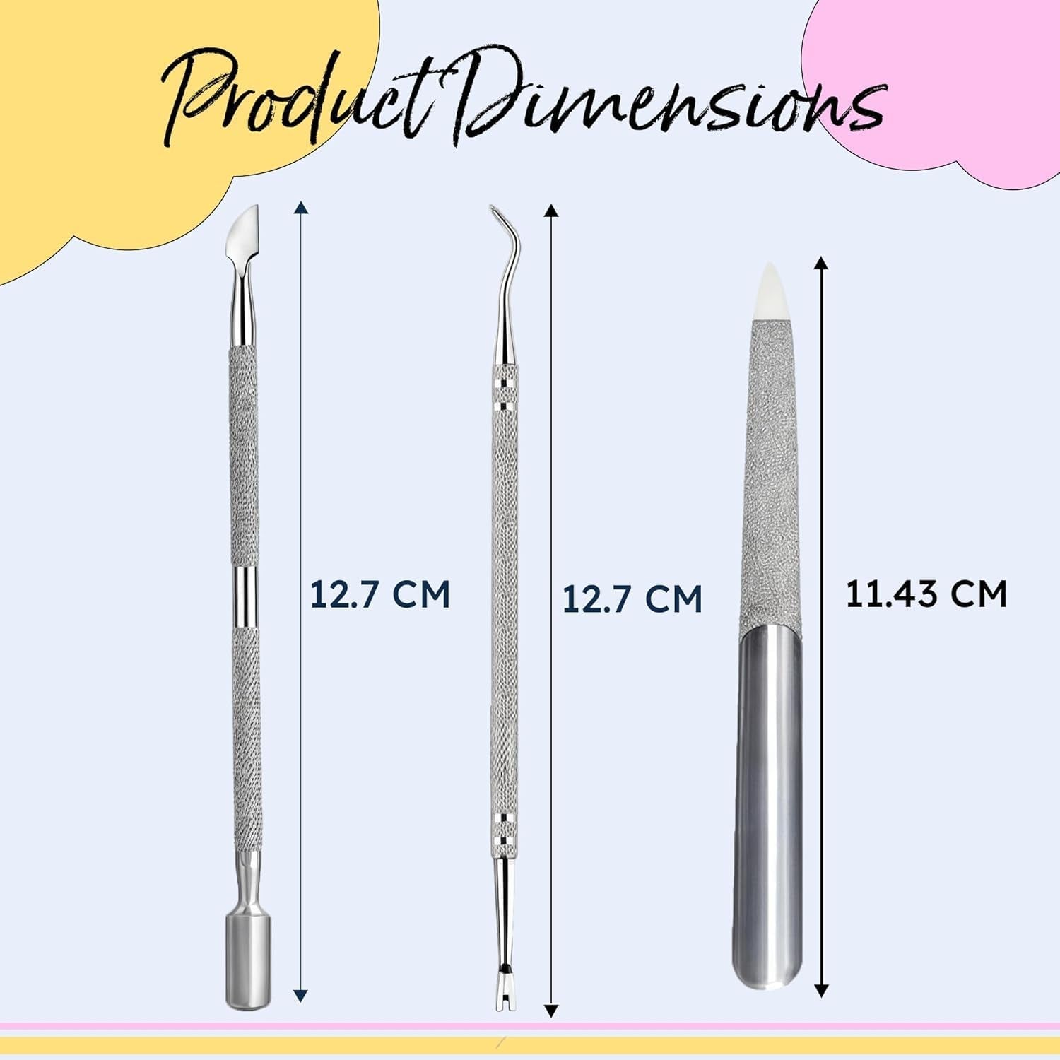 ARMIZ Ensemble 4 pièces repousse-cuticules et pinces, ensemble d'outils professionnels pour enlever les cuticules, pince multi-usages en acier inoxydable pour manucure et pédicure