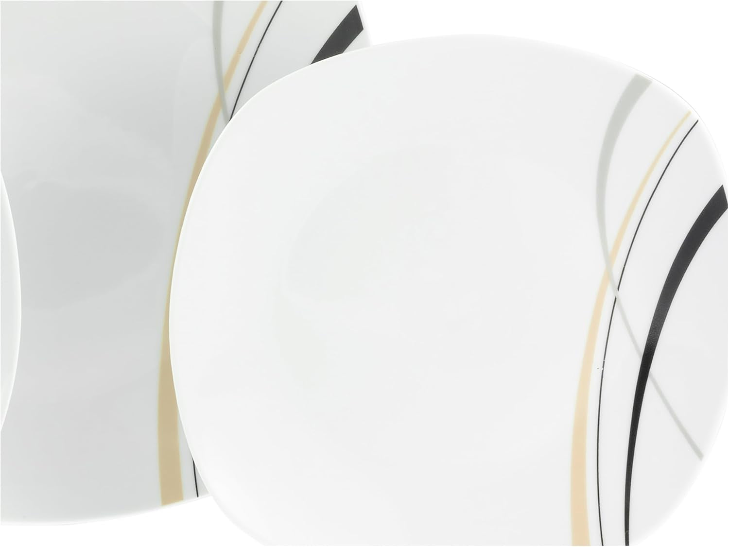 CreaTable 24029 Square City Line Series Service de table en porcelaine pour 6 personnes 12 pièces Passe au lave-vaisselle et au micro-ondes Fabrication de qualité