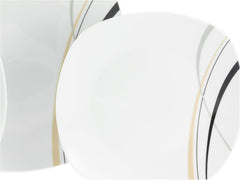 CreaTable 24029 Square City Line Series Service de table en porcelaine pour 6 personnes 12 pièces Passe au lave-vaisselle et au micro-ondes Fabrication de qualité