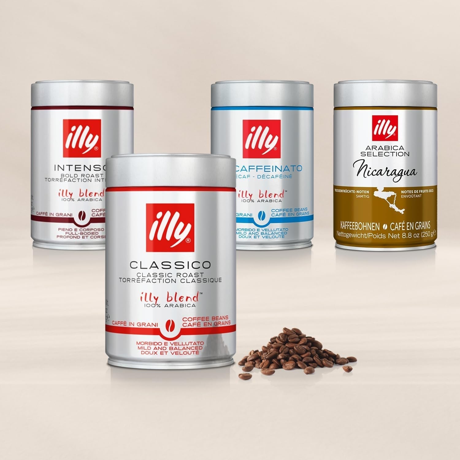 Boabe de cafea Illy, selecție de boabe de cafea Arabica, Guatemala, pachet de 6 (6 X 250 G) Cafea Naty Shop