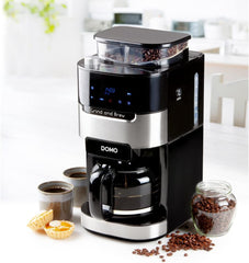 Machine à expresso DOMO DO721K "Grind and Brew" - Fonction Bean-to-Cup - Écran LCD - Pour café moulu ou grains entiers - 1,5 L