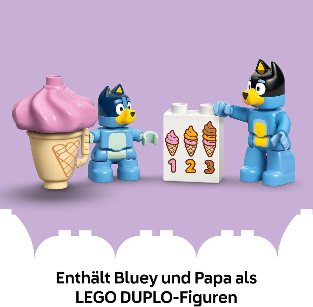 LEGO DUPLO Bluey : Transporter les enfants avec Bluey - Jeu de jeu pour petits enfants - Avec voiture de jeu et 2 figurines - Jeux pour enfants et jeunes à partir de 2 ans - 10458