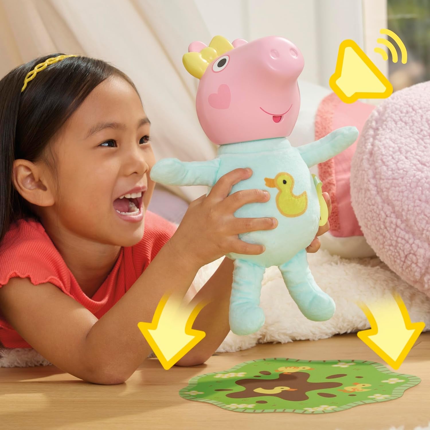 Poupée interactive Peppa Pig Evie 28 cm avec 20 sons et de nombreuses fonctions, ensemble de jouets pour enfants à partir de 3 ans