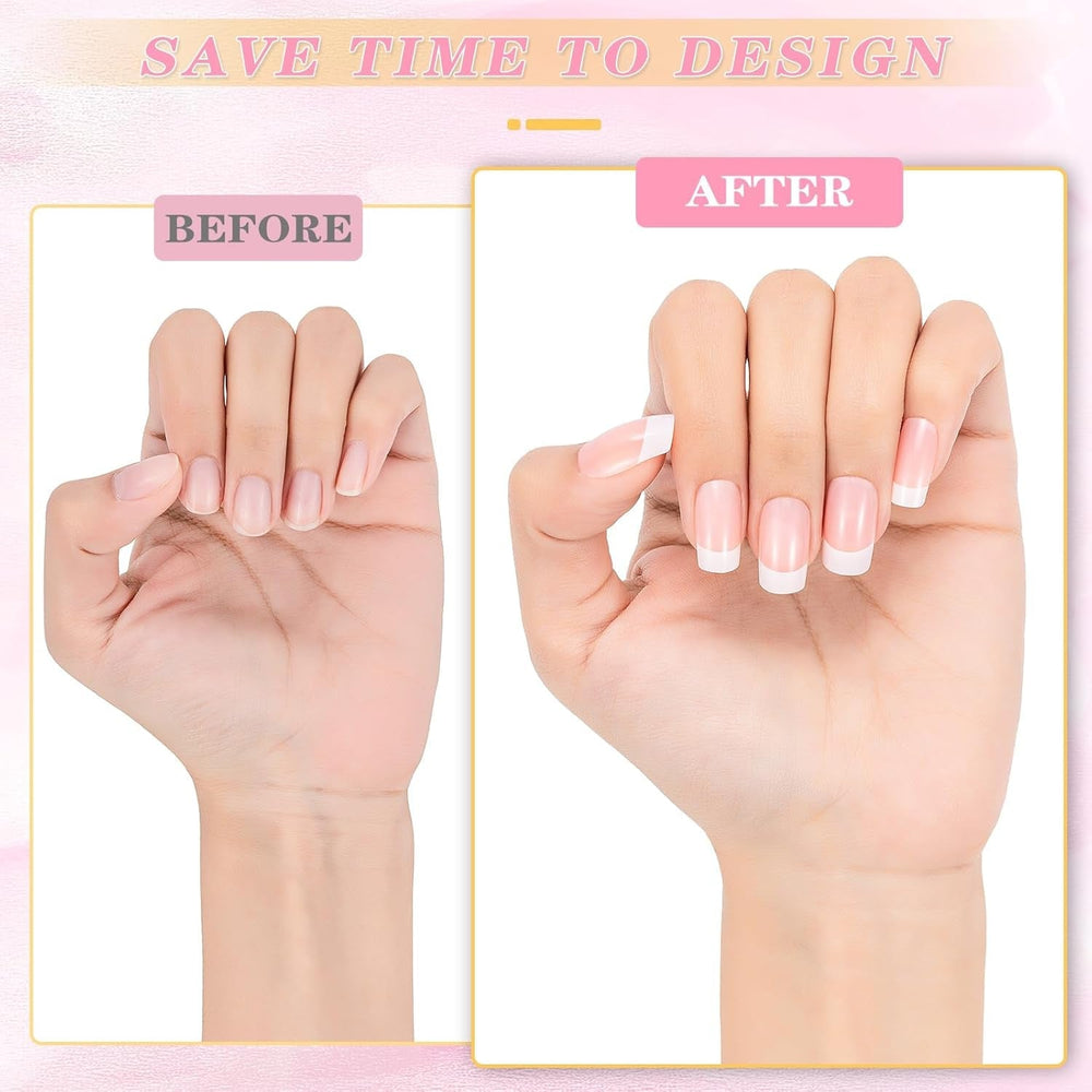 Faux ongles français rectangulaires moyens, 360 pièces, faux ongles naturels, à faire soi-même, avec lime à ongles, pour dames et femmes