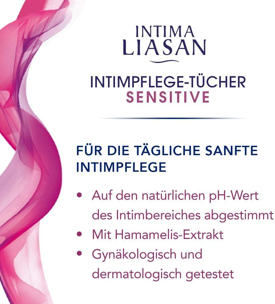 Intima Liasan de Sagrotan Serviettes hygiéniques intimes Sensitive, sans savon et sans alcool, 30 pièces