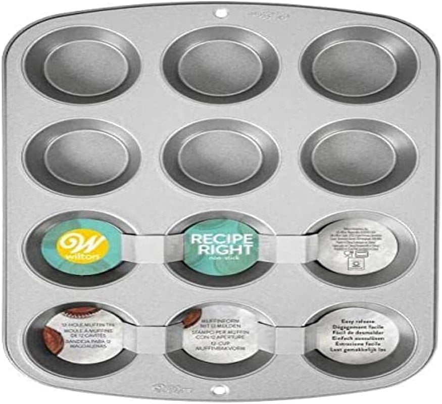 Wilton 03-3118 Cupcake- /Muffin-Backform, Recette Right, Antihaft, 12 Vertiefungen, Grau Moules et plaques à pâtisserie Naty Shop