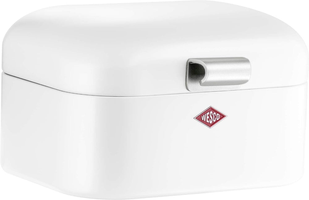 Wesco 235 001 Mini corbeille à pain Grandy 17 x 18 x 12 cm (L/l/H) rose, acier inoxydable Boîtes de conservation alimentaire Naty Shop Blanc