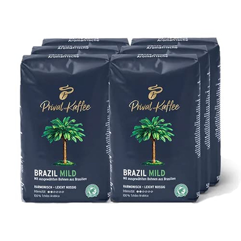 Tchibo - Café Privé Brésil, café en grains léger - 6 x 500g