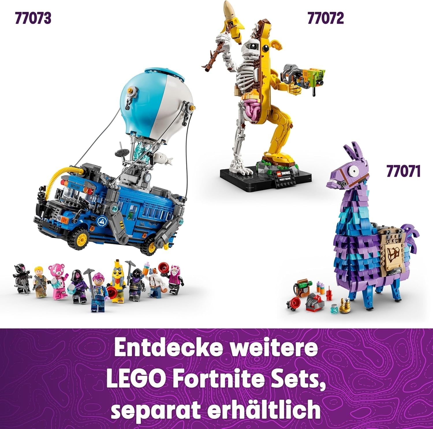LEGO Fortnite Vorratslama Spielzeug - Spielfigur zum Bauen & Sammeln aus Videospiel - Zubehör wie Schlürfsaft - Gaming Spielset - Gamer Geschenk für Jungen, Mädchen und Teenager ab 12 Jahren - 77071