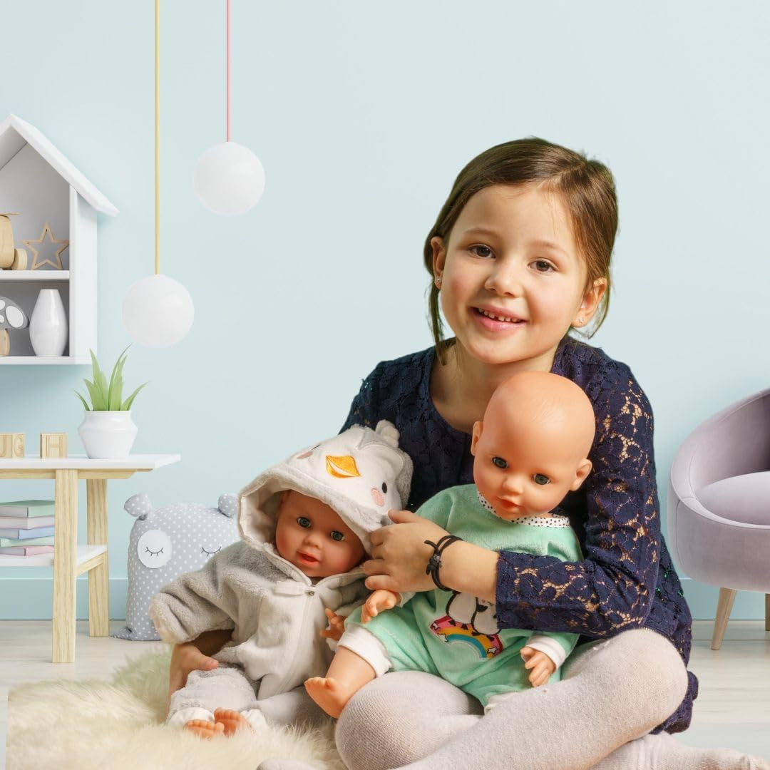 Heless 1181 - Combinaison de poupée motif pingouin à pois en velours doux avec broderie de haute qualité, taille 28-35 cm