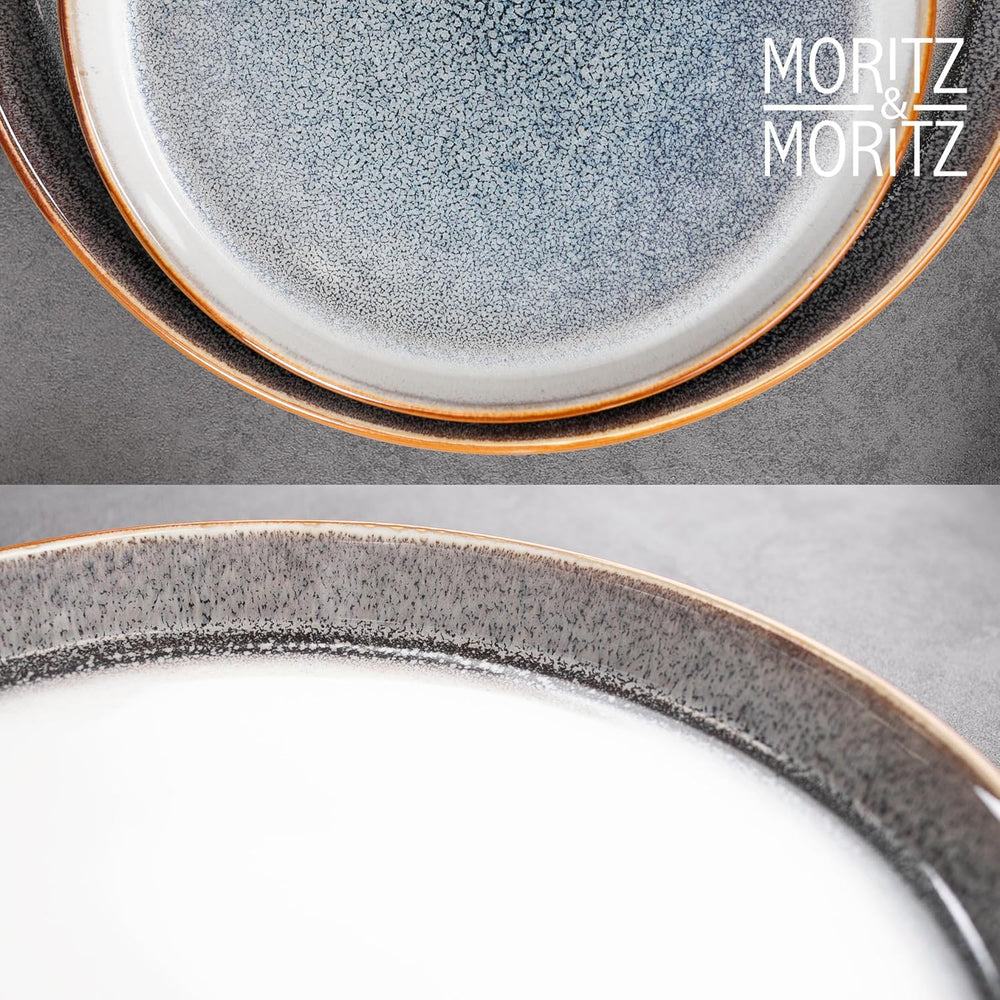 Moritz & Moritz TARENTO Service de table 24 pièces pour 6 personnes, gris – Service d'assiettes élégant en grès de haute qualité – Le service de table comprend 6 assiettes plates, 6 assiettes à dessert, 6 assiettes plates et 6 tasses.